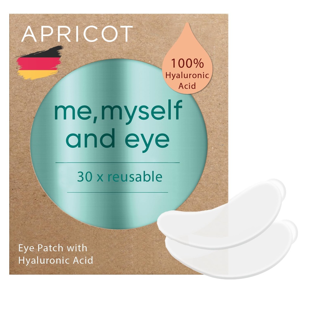 APRICOT Eye Patches med Hyaluronic Acid (förpackning av 1) I Anti-Aging Eye Pads "Me,Myself and Eye" Jag minskar ögonrynkor jag återanvändbara ögonfläckar I Silicone pads mot rynkor jag gjorde i Tyskland