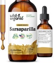 Wild & Organic Sarsaparilla Root Drops - Detox Cleanse Drops - Sarsaparilla Powder Based Tincture - Vegan, Sugar & Alkoholfri Liquid Supplement - 2 fl oz