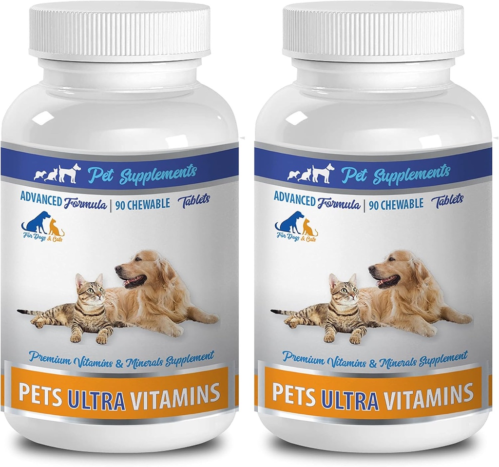 antioxidant for Cats - Ultra Vitamins for Pets - Dogs and Cats - Powerful Minerals - cat Calcium Supplement - 2 Bottle (180 Chews)
