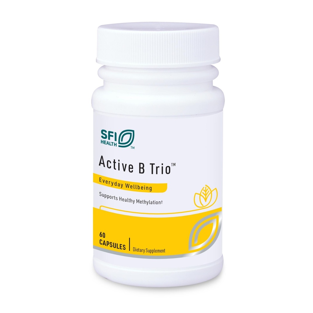 Klaire Labs SFI Health Active B Trio - Methylated Vitamin B Complex med B6, B12 & Folate - Bioaktiva vitaminer för förbättrad absorption - Främja hälsosam energi och kognition (60 kapslar)