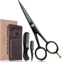 Skönhet & Hantverk - 5'' Tyska skägg Mustache Scissors - 2 Mustache Comb för ansiktshår med vacker påse - Skäggtrimmande saxar Använd för grooming, skärning och styling av Mustache (Black)