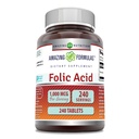 Fantastiska formler Folic Acid 1000 Mcg (1 Mg) | 240 tabletter Supplement | Vitamin B9 | Icke-GMO | Gluten Free | Tillverkad i USA