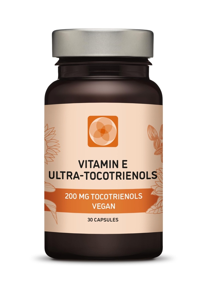 Ultra Tocotrienol 200mg Vitamin E Vegan - Alla 4 tocotrienoler - Alpha Tocotrienol + Beta Tocotrienol + Gamma Tocotrienol + Delta Tocotrienol - Inga Tocopherols (30)