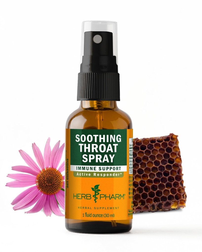 Herb Pharm Soothing Throat Spray Herbal Formel med Echinacea och Propolis, 1 Fl Oz (Pack av 1)