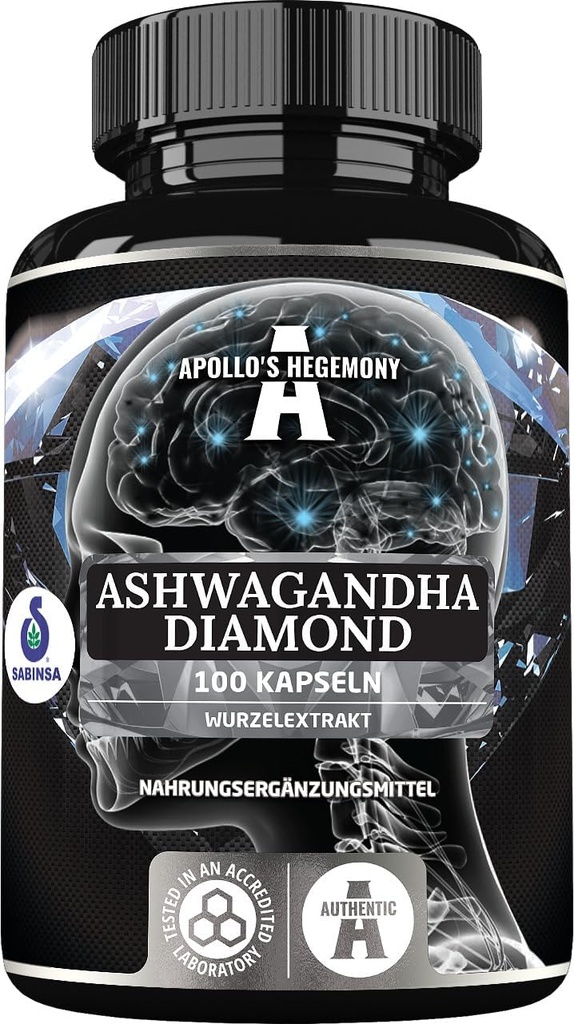 APOLLO: s HEGEMONY Ashwagandha Extract 568 mg per tablett, 100 Vegan tabletter, 400 portioner per paket, Withania somnifera Extract Innehåller 7% medanolider, stöd minne och koncentration