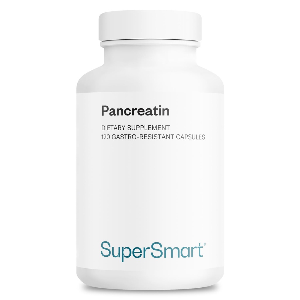 Supersmart - Pancreatin 10X 4000 per Day (Extra Strength) - Digestive Enzymes Supplement - with Protease, Lipase, Amylase, Trypsin - Healthy Digestion Support | Non-GMO & Gluten Free - 120 DR Capsules