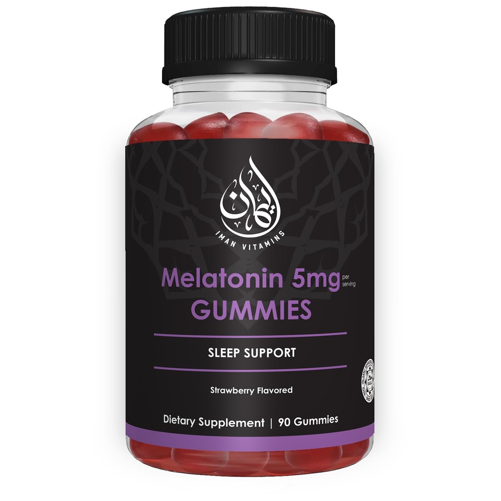 Halal Melatonin Gummies | 2,5 mg - 5 mg | Sleeping and Sleep Support | Naturligt, vegetariskt, icke-GMO, Gluten-Free, Gelatin-Free | för Ault, Män och kvinnor | 45-90 portioner