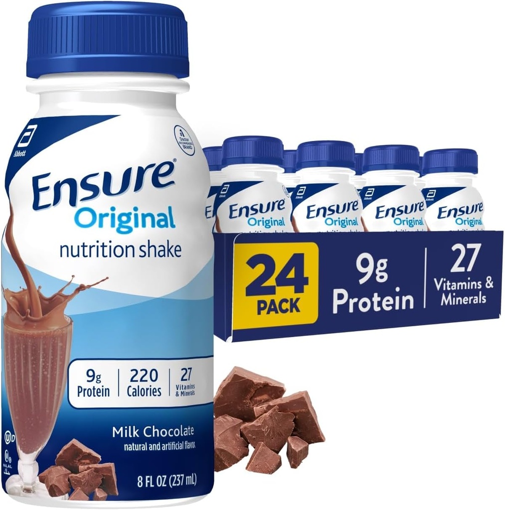 Säkerställ Original Nutrition Skaka med 9 gram protein, Meal Replacement Shakes, mjölkchoklad, 8 fl oz, 24 greve