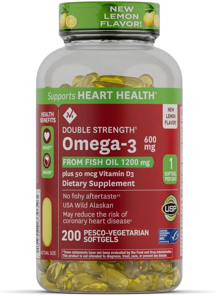 Medlems Mark 600mg Omega-3 från fiskolja med 50 mcg Vitamin D3 (200 greve)