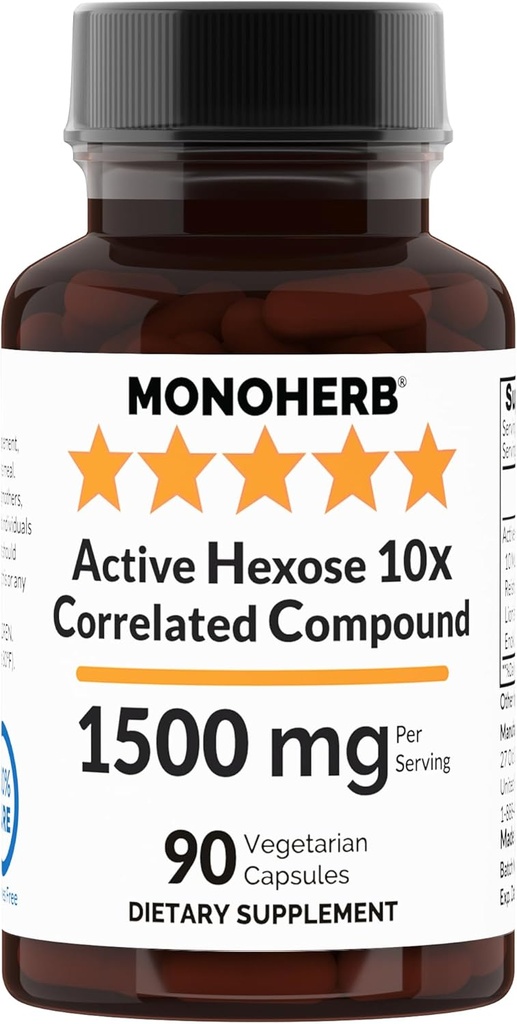 MONOHERB Active Hexose 10x korrelerad förening, 1500 mg - 30 portioner - 90 kapslar 500 mg per kapsel