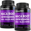6-i-1 Organic Maca Root Ashwagandha Capsules 1710mg med DHEA och Black Pepper Fruit Extract för kvinnor och män - Black Maca Supplement för Stamina, Bone and Mood Support Supplement, 120ct (Pack of 2)