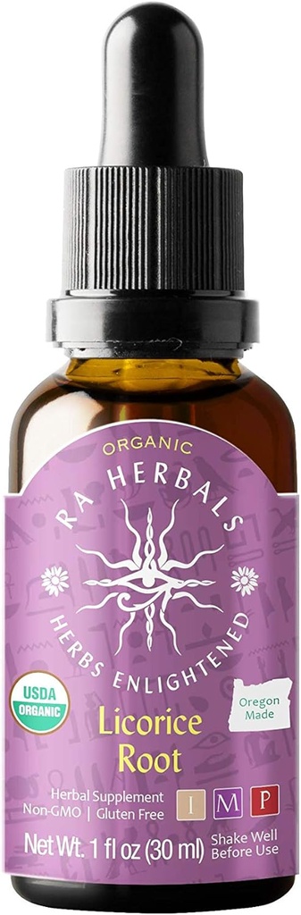Ra Herbals Organic Licorice Root Liquid Extract - Digestive System Support - 1 fl oz