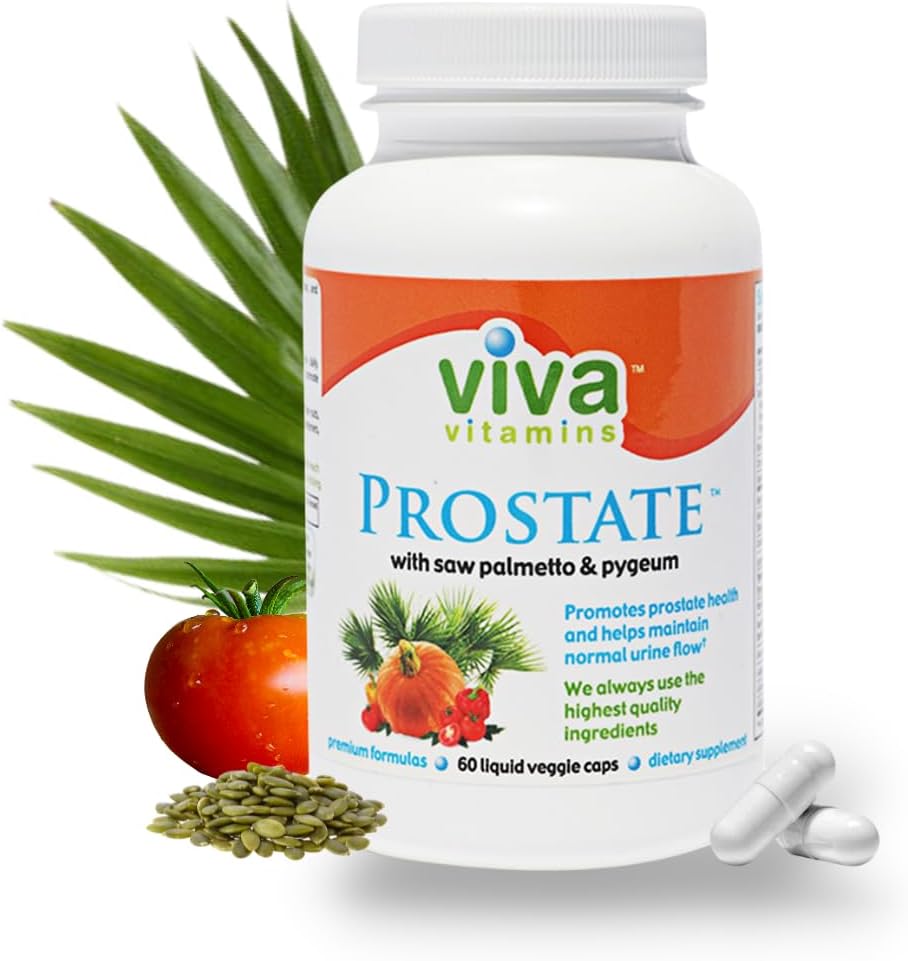Viva Vitamins Prostate Health Supplements for Men - med Pygeum, Pumpkin Seed Oil och Saw Palmetto för män, Prostate Supplements for Men, Prostate Formel för Bladder Health, 60 Veggie Caps