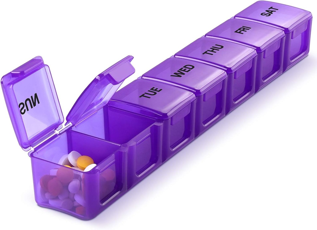 Pill Organizer XL Extra stora veckovisa och dagliga piller fall för piller / vitamin / fiskolja / tillägg (Purple)