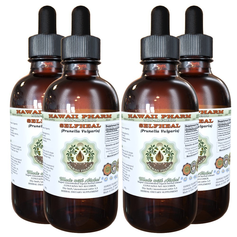 Selfheal Alcohol-Free Liquid Extract, Organic Selfheal (Prunella Vulgaris) Torkade Herb Glycerite Natural Herbal Supplement, Hawaii Pharm, USA 4x4 fl.oz