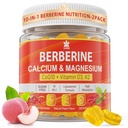 Berberine Supplement Gummies Sugar Free, Extra Absorption med Liposomal Berberine & Berberine HCI, Calcium, Magnesium, AMPK Aktivitor för Sugar & Nivå, Immune, Energi, Metabolism - Pack av 2