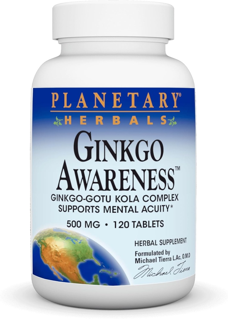 Planetariska växtbaserade Ginkgo Awareness Tablets, 120 greve