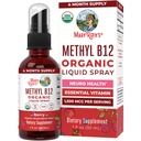 MaryRuth Organics Vitamin B12 Liquid Spray | Vegan, icke-GMO, Gluten-Free | USDA Organic Supplement | Energi & Nervous System Support | B12 Vitaminer för kvinnor och män | 1.500 mcg | 1 Fl Oz