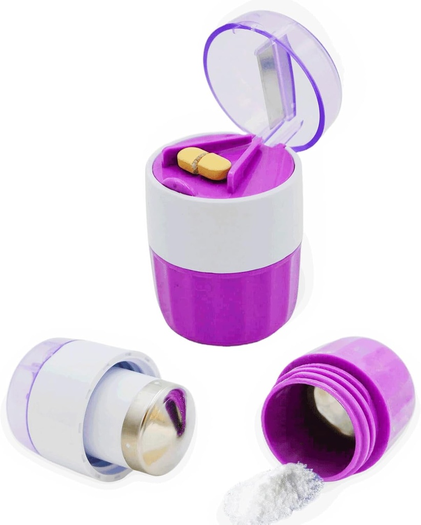 KIRIYUUK Pill Crusher och Grinder, Crushes Multiple Tablets till ett fint pulver, rostfritt stål, perfekt för resor, Ablet Pulverizer lämplig för resor, bra matning Tube användning och husdjur, daglig användning