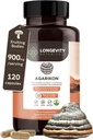 Longevity Botanicals Agarikon Mushroom Extract Capsules (120) | Koncentrerad 10:1 Ratio | 100% Fruiting Bodies | Laricifomes Officinalis Supplement för immunitet och andningsstöd