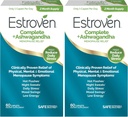 Estroven Complete + Ashwagandha Multi-Symptom Menopause Supplement för kvinnor - Kliniskt beprövade ingredienser ger klimakteriet Relief & Night Sweats + Hot Flash Relief * - 4 månaders leverans (Pack of 2)