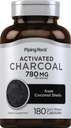 Piping Rock aktiverade kolpiller | 780 mg | 180 kapslar | från Coconut Shells | Non-GMO, Gluten Free Supplement