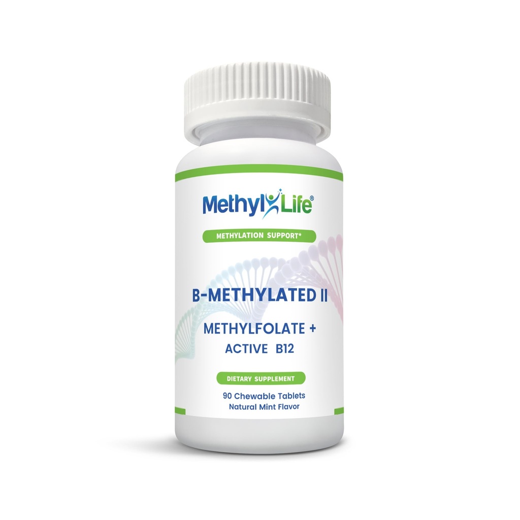 Methyl-Life® B-Methylated Chewable - 3 mg L-Methylfolate + Methyl B12 Sublingual Tablets (Methylcobalamin) | Aktiv folat och vitamin B12 | Vegan, icke-GMO, Gluten-Free