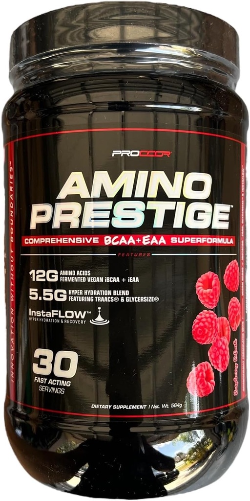 Amino Prestige - Premium iBCAA & iEAA Vegan/Fermented Amino Acid IntraWorkout Formel - Naturligt smaksatt BCAAs - 30 portioner (Blueberry Mojito)