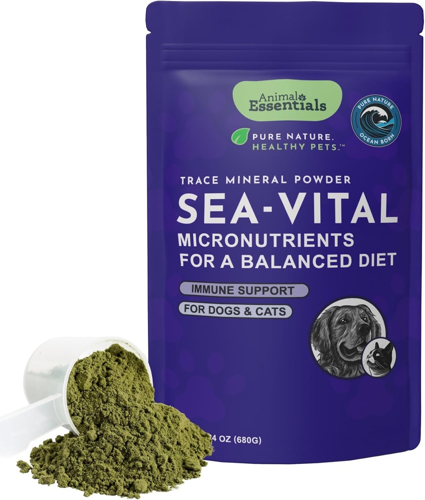 Animal Essentials Ocean Kelp för hundar och katter - Thyroid Support, Thyroid Supplement, Sea Kelp, Kelp Powder, Trace Mineral Supplement - 24 Oz