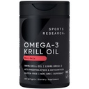 Sports Research Krill Oil Supplement med EPA & DHA Omega 3, Phospholipids & Astaxanthin från Antarctic Krill - Högsta koncentration av Krill Oil för Män & Kvinnor - 500mg, 120 Softgel kapslar