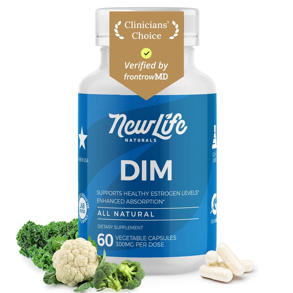 NewLife Naturals DIM Supplement 300mg för kvinnor och män - Hormonal Acne, Östrogen Balance Pills, Post Menopause Relief | Hälsosam östrogennivå | Hormonal Balance - Bioperine | PCOS - 60 Dag Supply
