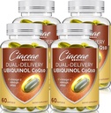 Ubiquinol CoQ10 600 MG Softgels med Omega-3 & Shilajit & PQQ, Advanced Dual-Delivery Coenzyme-Q10, Active CoQ10 Ubiquinol Supplement för fertilitet, antioxidant, hjärta, hjärna och energi, 240 portioner