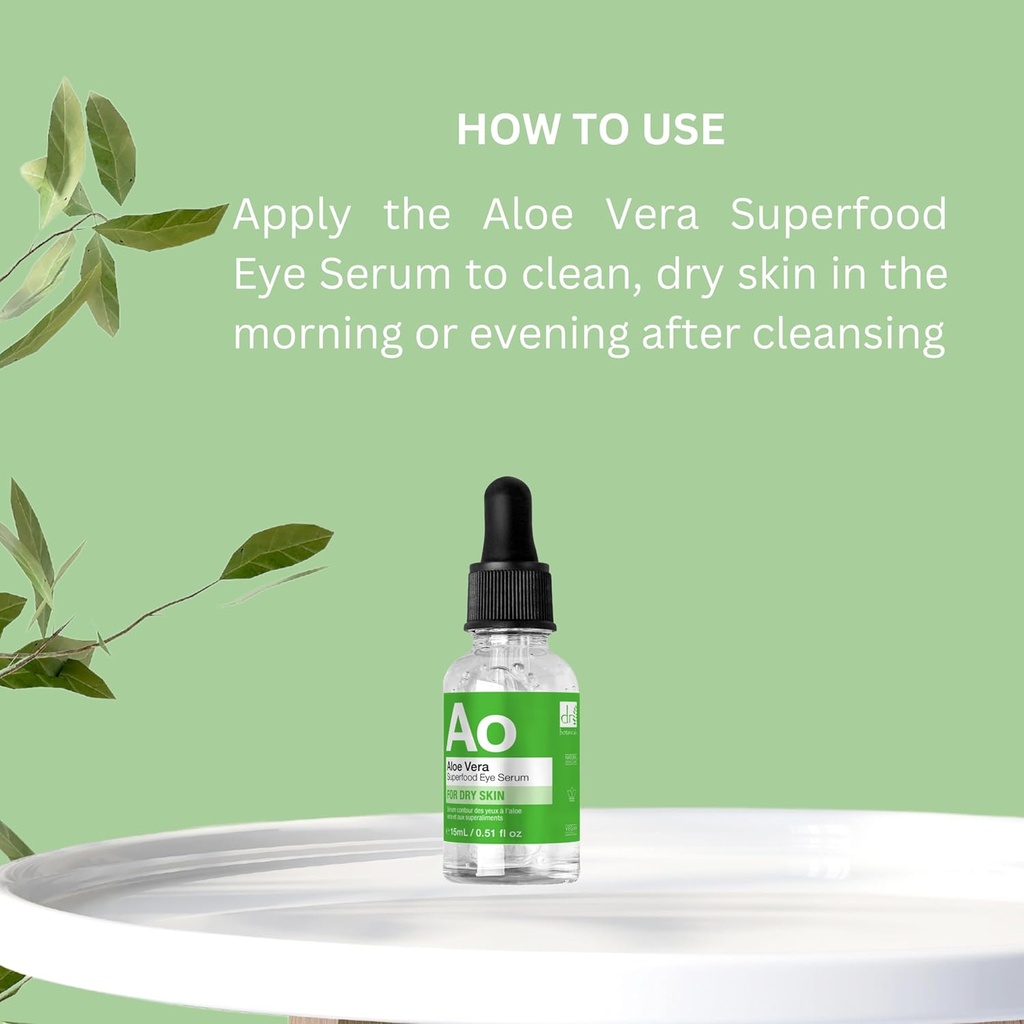 Dr Botanicals Aloe Vera Eye Serum | Eye Serum för Mörka Cirklar och Puffiness - Hydrating och Soothing Formel för Plump - Minska Puffiness och Fine Lines | Under Eye Serum | 0,15 fl oz