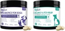 NATURE TARGET Probiotics for Dogs, med Prebiotics & Digestive Enzymes, Vitaminer & Omega 3 för allergisk äck lättnad, minska diarré, gas, sluta pawlicking, Hot Spots, Shedding