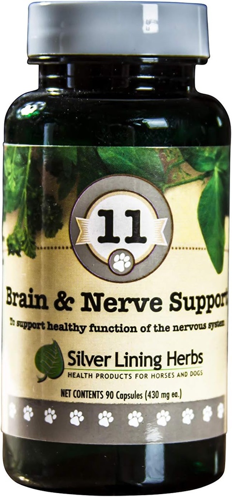 Silver Lining Herbs 11 Canine Brain & Nerve Support - Naturprodukt hjälper till att upprätthålla nervsystemet, hjärnan och sfinalen - Herbal Supplement hjälper till att upprätthålla lycka och bra disposition - 90 kapslar