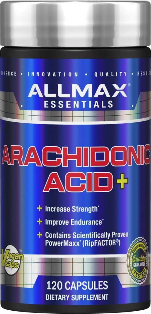 ALLMAX Essentials Arachidonic Acid + - 120 kapslar - Ökar styrka och förbättrar uthållighet - Glutenfri - 30 portioner
