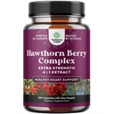 Hög styrka Hawthorn Berry Capsules - Ren Antioxidant Hawthorn Berry Supplement med Leaf & Flower Extract 4:1 för Hälsosam Hjärta & Digestion - Energistöd för Män & Kvinnor - 120 grevepaket