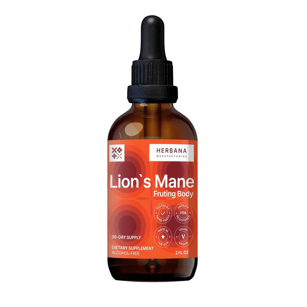 Lion's Mane 2 fl oz Liquid Extract - Natural Mushroom Drops - Tinktur för hjärna, minne, Mental Clarity & Focus - Immune Support - High Potency Formel - 30-dagars leverans