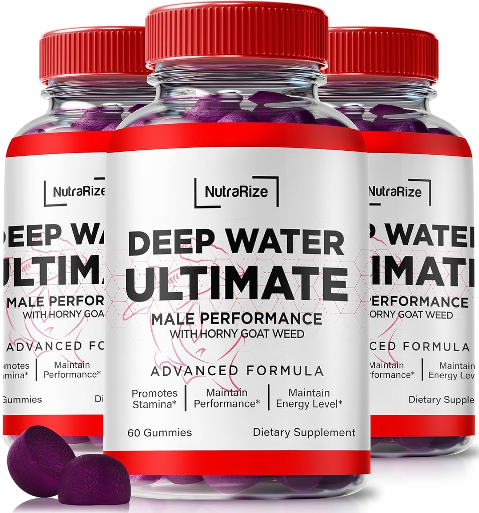 NutraRize (3 Pack) Djupvatten Ultimate Male Gummies - Officiella Djupvatten Male Essentials, Premium Deepwater Ultimate Gummies för män, Djupvatten Ultimate Male Gummy, Performance Review (180 Gummies)