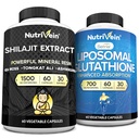 Nutrivein Premium Shilajit Capsules & Liposomal Glutathione Supplement Bundle: High-Absorption Glutathione Liposomal & Shilajit Capsules för Män & Kvinnor - Lever, Detox, & Vitality