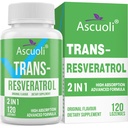 Sublingual Trans-Resveratrol Purity 99%, 3-i-1 Avancerad Formel Resveratrol Supplement för Boost NAD +, Immune & Energy Support, Anti-Aging, Skin & Overall Health, 120 Lozenge (120-Day Supply)