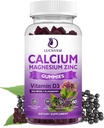 Sugar Free Calcium Magnesium Zink Gummies med Elderberry och Sea Moss, Calcium Magnesium 2:1, Magnesium Glycinate, kalium och vitamin D3 för ben, muskler, lugn humör och sömnstöd, 60 Gummies