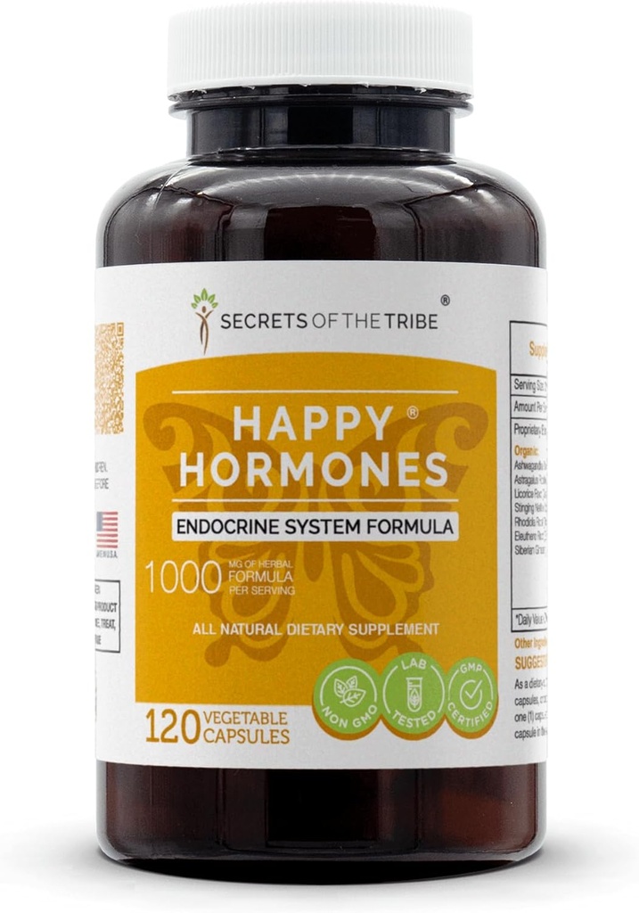 Hemligheter i stammen - Lyckliga hormoner, endokrina systemformel, växtbaserade tillskott blandning (120 kapslar)