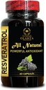 RESVERATROL EXTRACT - Vegan immunitetstillskott, naturliga antioxidanter, hjärnstöd antioxidanter, energistöd och immunförstärkare, immunstöd med adaptogener - 1 flaska 60 kapslar