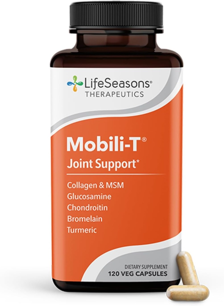 LifeSeasons Mobili-T - Joint Support Supplement - Reduces Aches & Discomforts - Increase Range of Motion - Rebuild Tissue & Cartilage - MSM Chondroitin Collagen Glucosamine & Turmeric - 120 Capsules