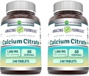 Fantastiska formler Calcium Citrate Supplement | 1000 Mg | Tabletter | Icke-GMO | Gluten Free | Made in USA (2 Pack, 240 Count)
