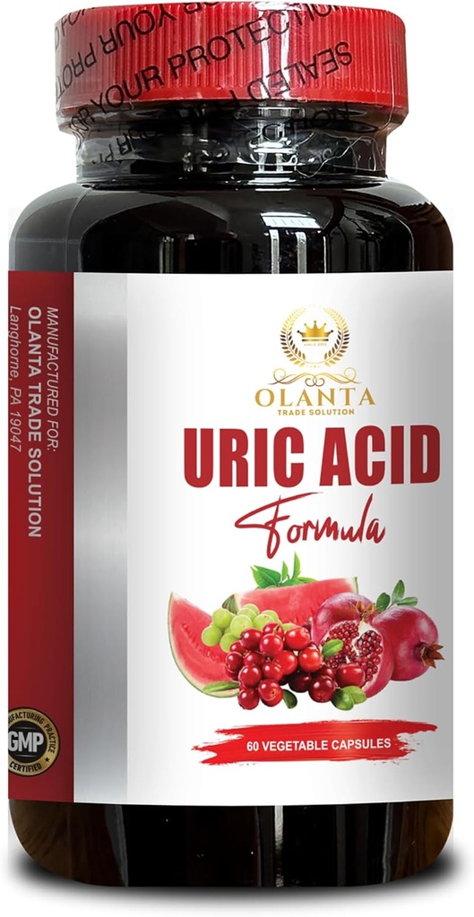 URIC Acid - Uric Acid Support Formel, hög styrka Ingredienser, Uric Acid Flush, Support Joint Supplement - 1 flaska 60 kapslar