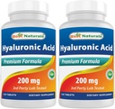 Bästa natur Hyaluronsyra 200 mg 120 tabletter (icke-GMO, Glutenfri) - Främjar ungdomlig hälsosam hud och hälsosam gemensam funktion (120 greve av 2)