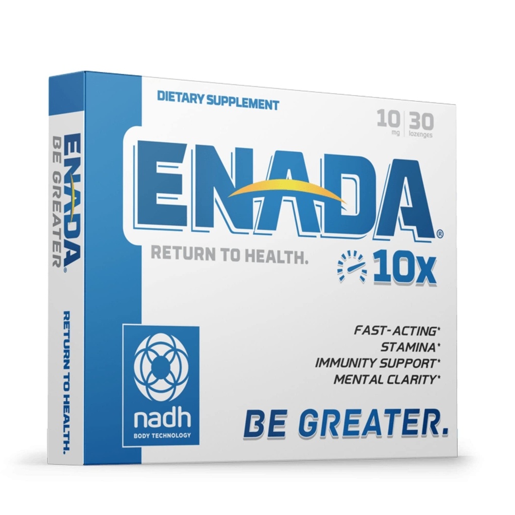 ENADA 10X NADH Supplement med snabbverkande formel för aktiv livsstil | Natural Energy Booster Great for Jet Lag, Athletic Performance & Studying | Förbättrar Stamina och Mental Clarity | 30 Lozenge