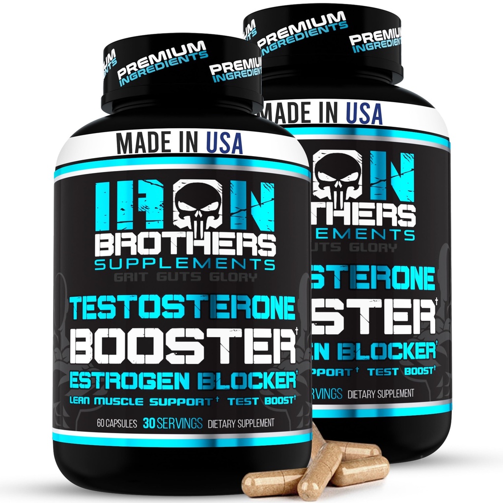 Test Booster för män med östrogen Blocker - Anti-östrogen Dietary Supplement - Natur Aromatashämmare - Öka Libido & Styrka 60 kapslar - Muskeltillväxt - Viktminskning (2 flaskor)